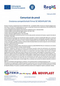Comunicat de presă: Cresterea competitivitatii firmei SC MOVIPLAST SRL - GAZETA de SUD