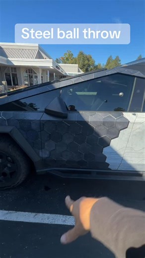 Steel ball throw at Tesla Cybertruck | Tesla Owners of Silicon Valley