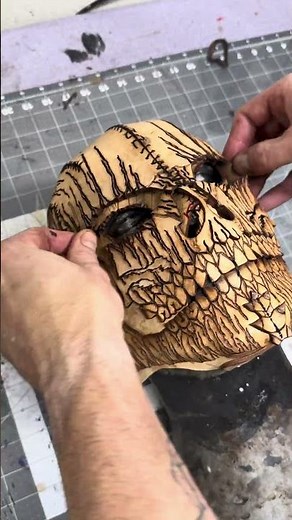 Artist creates a one of a kind, all leather wrestling mask by hand!