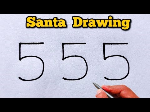How to draw santa claus from number 55 | Amazing christmas drawing trick