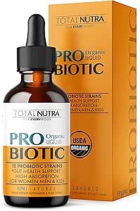Liquid Probiotic for Women, Men, Kids, Toddler Probiotic: USDA Organic Probiotics, Vegan Probiotic Liquid & Alfalfa Blend + Acidophilus for Gut Health, Dairy Gluten Sugar Free, Non-GMO Oral Probiotics