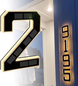 Solar Led House Numbers & Letters, 9 Inch Solar Lighted House Numbers for Outside, Light Up Waterproof Led Address Numbers Signs, IP65 Waterproof, 8–12h Night Visibility, Easy DIY Install