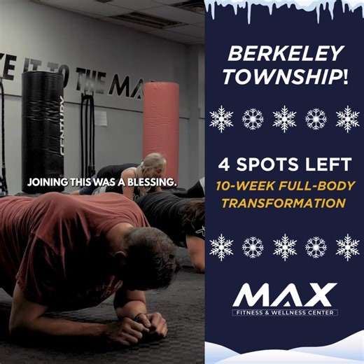 Berkeley Township! Only A FEW SPOTS LEFT in our 10-Week Transformation Challenge! At MAX Fitness & Wellness, everything is laid out for you - workouts, nutrition, and coaching - so you can focus on showing up and seeing results. ✔️ All fitness levels welcome ✔️ High-energy instructor-led workouts ✔️ Simple nutrition support ✔️ Encouraging, judgment-free community 👉 Click “Sign Up” to start your transformation now! | MAX Fitness & Wellness Center of Berkeley Township