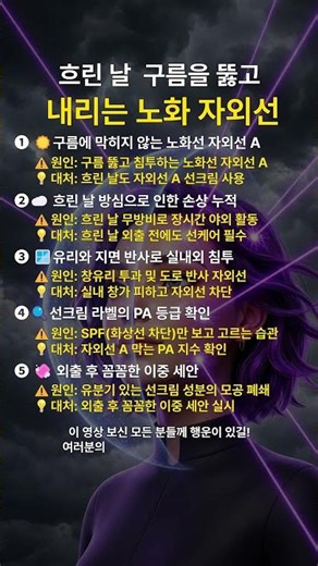 흐리고 비 오는 날 선크림 생략했다가 피부 폭삭 늙어버리고 주름 기미 생기는 이유