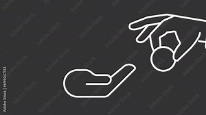 Set of simple white icon animations representing charity, HD video with transparent background, seamless loop 4K video.