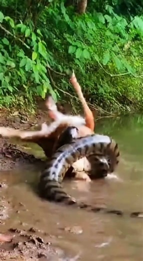 Anaconda Ambush at the Jungle Waterhole🐍