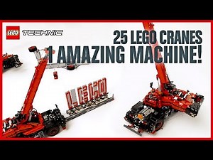 An amazing machine built from 25 LEGO Technic Rough Terrain Cranes