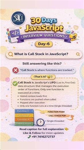 Call Stack in JavaScript #smart_techies_hub #javascript #reactjs #trending #callstack