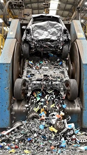 Giant Industrial Shredder Destroys a Car | Extreme Metal Recycling