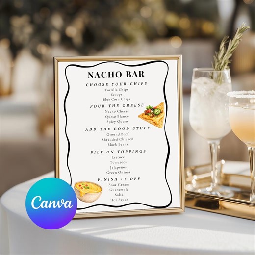 Editable Nacho Bar Sign Menu, Printable Nacho Bar Sign, Final Fiesta Decorations, Taco Bar Sign - Etsy