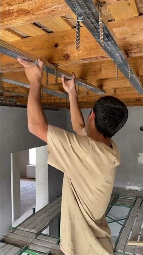 Satisfying Ceiling Transformation From Scratch! 🛠️#CeilingDesign #DrywallInstallation #WoodToDrywall