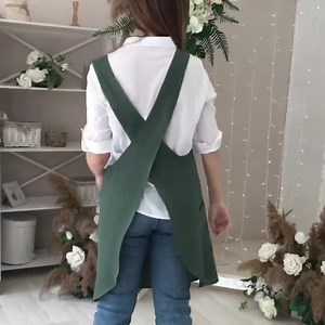 JAPANESE LINEN APRON, Cross Back Apron for Women, Full Aprons, Linen Apron Cross Back, Womens Aprons, Linen Pinafore Apron Dress, Flax Apron - Etsy