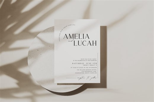 Minimalist Wedding Invitation: Editable Modern Classic Wedding Invite (canva Template) - Etsy