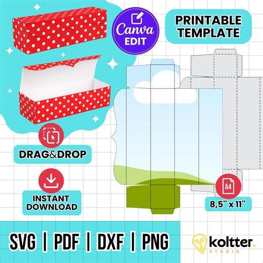 Rectangle Box Template – Editable in Canva | Printable Packaging | Paper Box Cut File | Instant Download - Etsy