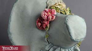 Ladies’ bonnets, elaborately decorated with anything from ribbons and bows to feathers and silk flowers, reflected the fashion preferences of the time. Bonnets were usually made of stiff material like buckram supported with wire and then covered with decorative fabrics like silks and velvets. Straw bonnets were a popular choice among ladies during the warmer months. In this short video, hear Sarah talk about bonnet making and 19th-century millinery. An 1832 report tells us that more than 8,000 w