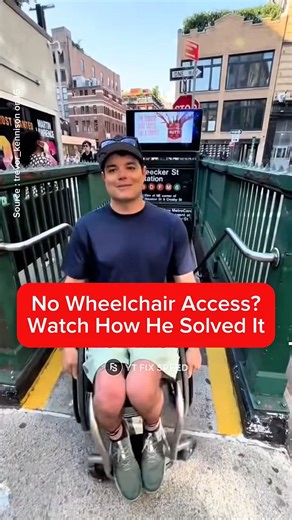 He Couldn’t Find a Ramp—So He Invented His Own Way Down ‼️