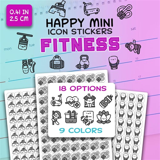 Mini Icon Reminder Stickers - EXERCISE Agenda and Planner Stickers - Etsy