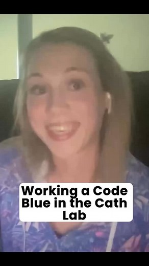 Sarah Lorenzini, Nursing Education Podcast | Here’s why running a CODE BLUE in the Cath lab is just a whole different vibe ⬇️ 🥵You’re in heavy lead 💪The C-arm gets in the way of good... | Instagram