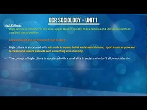 OCR Sociology Unit 1 (Norms, Values, Statuses, Roles and Cultures)