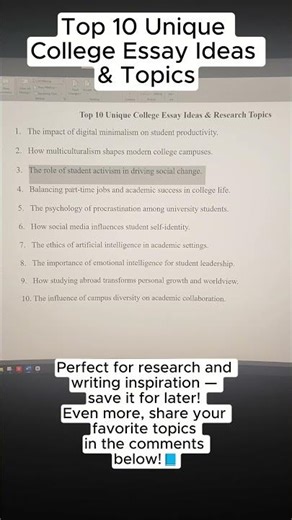 Top 10 Unique College Essay Ideas and Topics