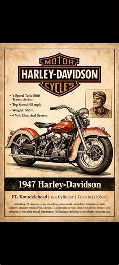 1947 Harley-Davidson Knucklehead – The Motorcycle That Defined Freedom 🏍️ #HarleyDavidson #1947