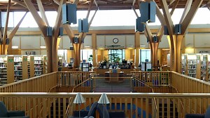 I was working in the library on Saturday when it was raining so hard. Thought you might enjoy hearing what a completely empty library sounds like with rain pounding on the roof. | Beaverton City Library