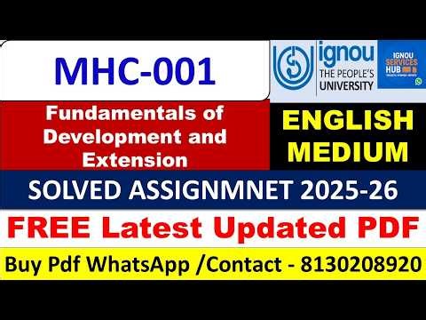MHC-001 Solved Assignment 2025-26 | IGNOU Full Solution in English Medium | Latest 2026