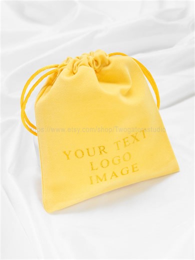 Custom Logo Velvet Pouch, Personalized Jewelry Gift Drawstring Bag - Etsy