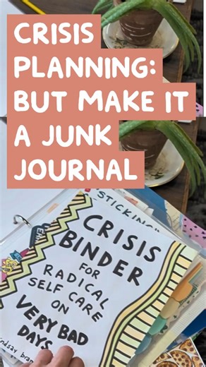 Lindsay - Mental Health Art on Instagram: "What if crisis planning wasn't something we just did in our worst moments, and the plan we created wasn't just a clinical looking set of pages we immediately shoved to the bottom of our bag or the back of a drawer? I have this idea that crisis planning - that is, thinking and planning how to be really gentle with ourselves and how to get care on really really bad days - could be something we get to think creatively about on good *and* bad days. I think 