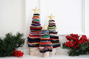 Felted Wool Christmas Tree Set of 3 | Handmade Eco-friendly Holiday Décor With Birch Stump | Small, Medium, Large - Etsy