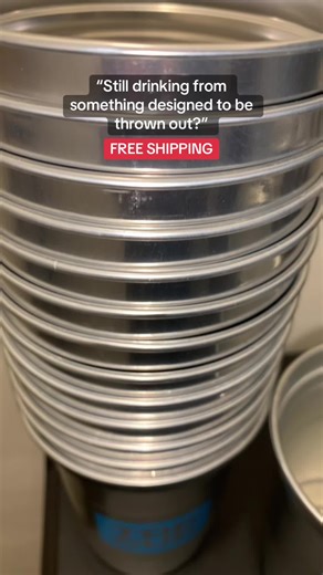 “Still drinking from something designed to be thrown out?” #aluminumcups #reusable #topcop #partytime @Top Cup