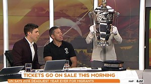 League fans it's ticket time! The 2017 Rugby League World Cup is just over a year away and from today you can start buying your tickets. The cup came in for a wee visit and that's when Hilary squeezed in her gym workout... | Breakfast