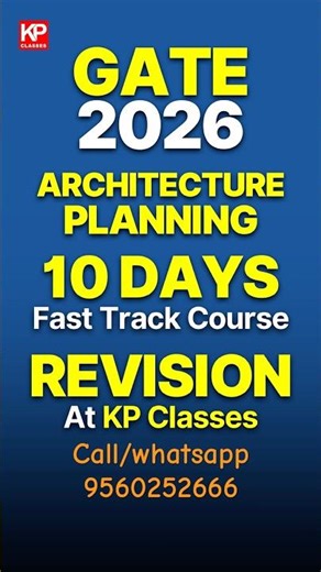 GATE Architecture and Planning 10 Day Fast-track Course #gatearchitecture Call/whatsapp 9560252666