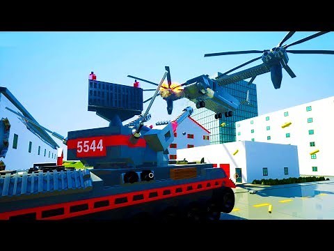ANTI AIR TANK SHOOTS DOWN GIANT HELICOPTER IN BRICKSVILLE! - Brick Rigs Workshop Creations Gameplay