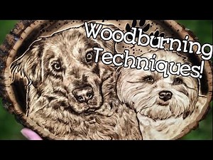 Woodburning techniques - pyrography dog portrait tutorial