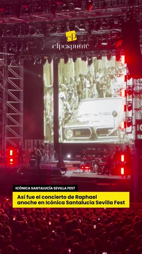 🟡 | Raphael volvió a firmar una noche mágica e histórica en la Plaza de España de Sevilla. El genial artista jiennense cautivó por completo al público de Icónica Santalucía Sevilla Fest con una actuación memorable en la que repasó los grandes éxitos de su dilatada trayectoria. Tras superar las complicaciones de salud que el año pasado lo apartaron temporalmente de los escenarios, el intérprete demostró estar en plena forma, derrochando carisma, voz y una energía arrolladora sobre las tablas. 👉