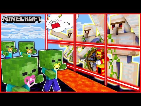 赤ちゃんゾンビvs最強セキュリティハウス🆚無敵な家を建築して敵を倒そう！【マインクラフト・マイクラ】【サンクラ】夏休み｜知育アプリ・ゲーム実況｜★サンサンキッズGAMES★