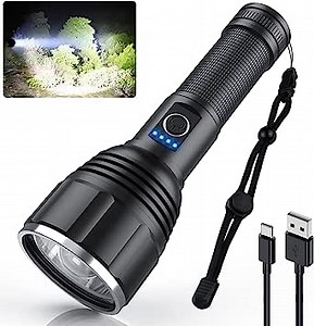 Rechargeable LED Flashlights High Lumens,100000 Lumen Super Bright Tactical Flashlights, Waterproof Camping Flashlights with 5 Modes Lighting, Powerful Handheld Flashlight for Emergencies