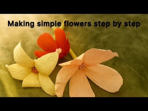 How to make flowers with crepe paper | Making simple flowers step by step