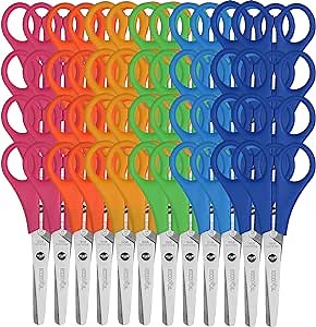 EZZGOL 48 Pack 5" Safety Blunt Tip Student Scissors, 6 Assorted Colors Kid Craft Scissors for Cutting Regular Paper, Construction Paper, Cards