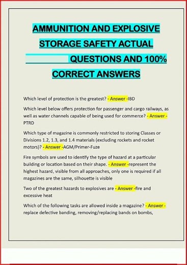 Ammunition And Explosive Storage Safety Actual Questions And video