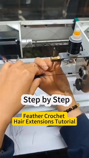 Step by step, Feather hair extensions tutorial. Learn how to produce feather invisible extensions with machine. #featherhairextension #feathercrochet #megahair #extensions #hairextensions #hairtutorial #hairfactory