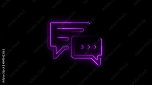 Neon Chat Icon for Messaging and Communication – Speech Bubbles Symbol for Social Media, Conversations, and Digital Interaction
