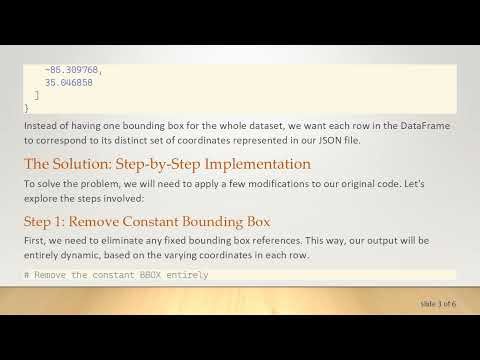 Properly Formatting Coordinates into JSON Bbox Bounds List Using Python's Pandas