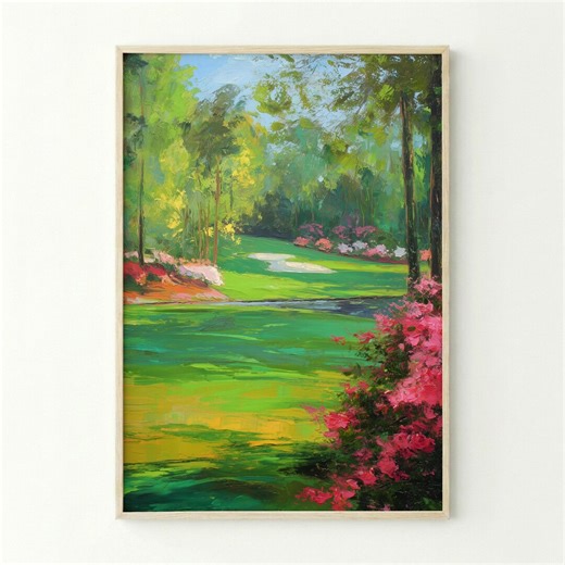 Augusta National Golf Fairway Printable - Spring Landscape Art, Pastoral Scene With Azaleas and Trees, Tranquil Digital Download Decor - Etsy UK