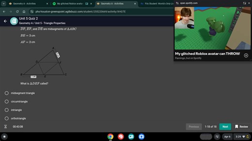 Unit 5 Quiz 2Geometry A / Unit 5 - Triangle Properties\overl... | Filo