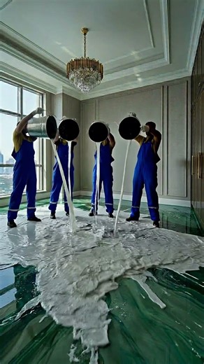 "This Epoxy Floor Is Pure ROYALTY 👑 Emerald Green & Metallic Gold" #epoxyfloor #interiordesign