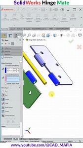 SolidWorks Hinge Mate | Mechanical Mate | SolidWorks https://youtube.com/shorts/gFBJ3InlxH4 | CAD MAFIA