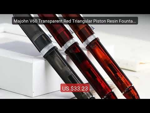 Majohn V60 Transparent Red Triangular Piston Resin Fountain Pen Ink... — Top Rated 2026 | Buy Now!