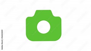 Green camera icon with a white lens suitable for photography apps, websites, and technologyrelated designs. Modern, sleek design for digital platforms.